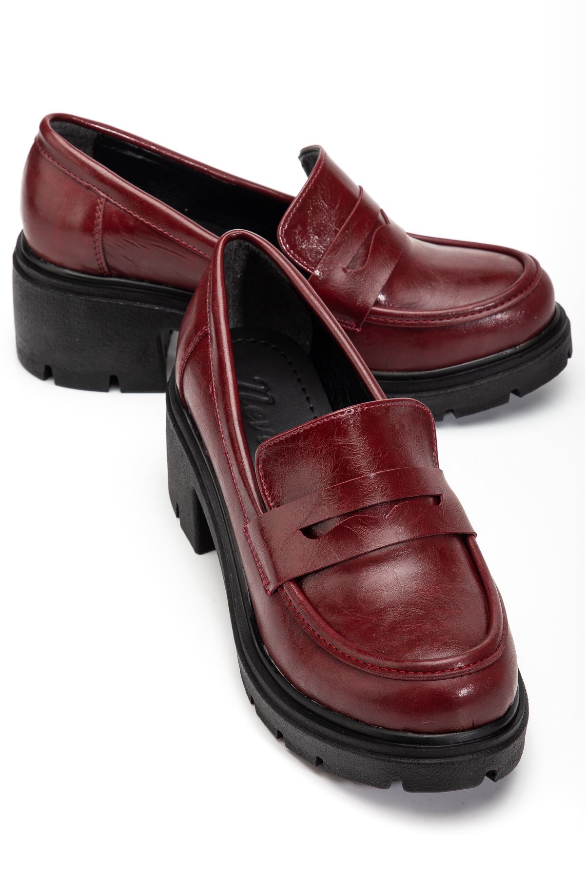 746-759 Bordo Yanki Yüksek Tabanlı Loafer AyakkabI