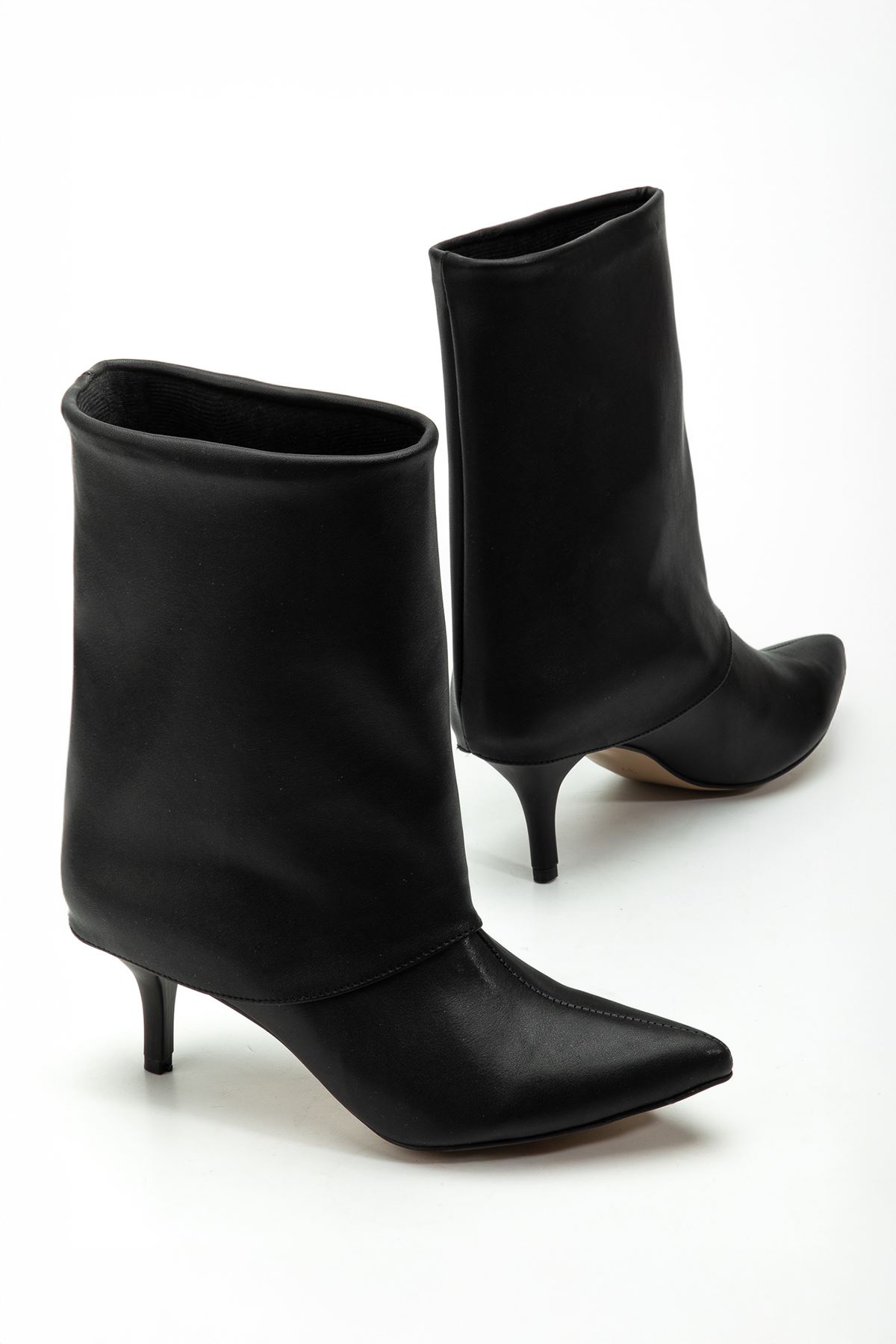 4806 Siyah Cilt Yakalı Günlük Kadın Bot  