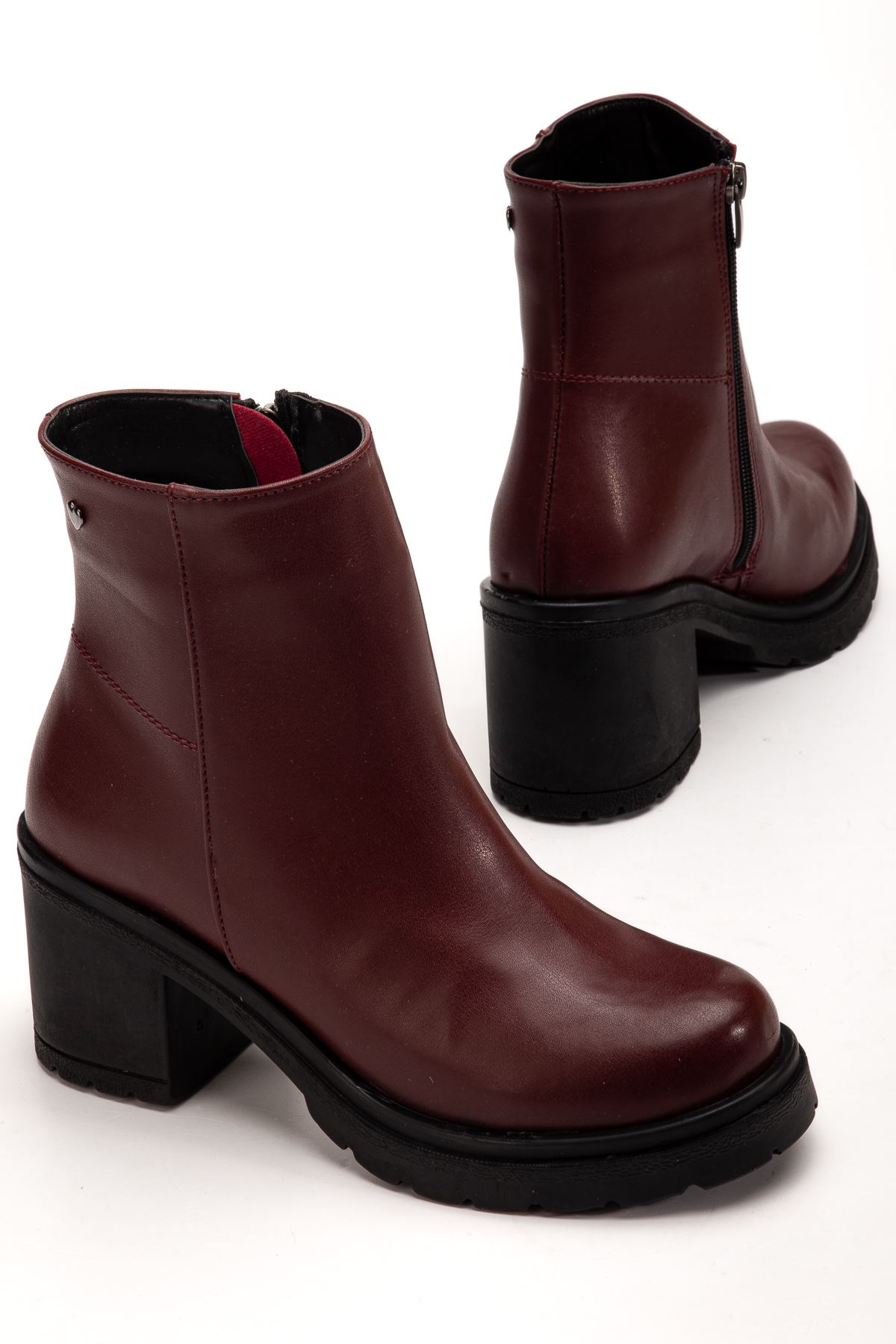 767-3020 Beige Zipper Thick Heels Casual Women's Boots