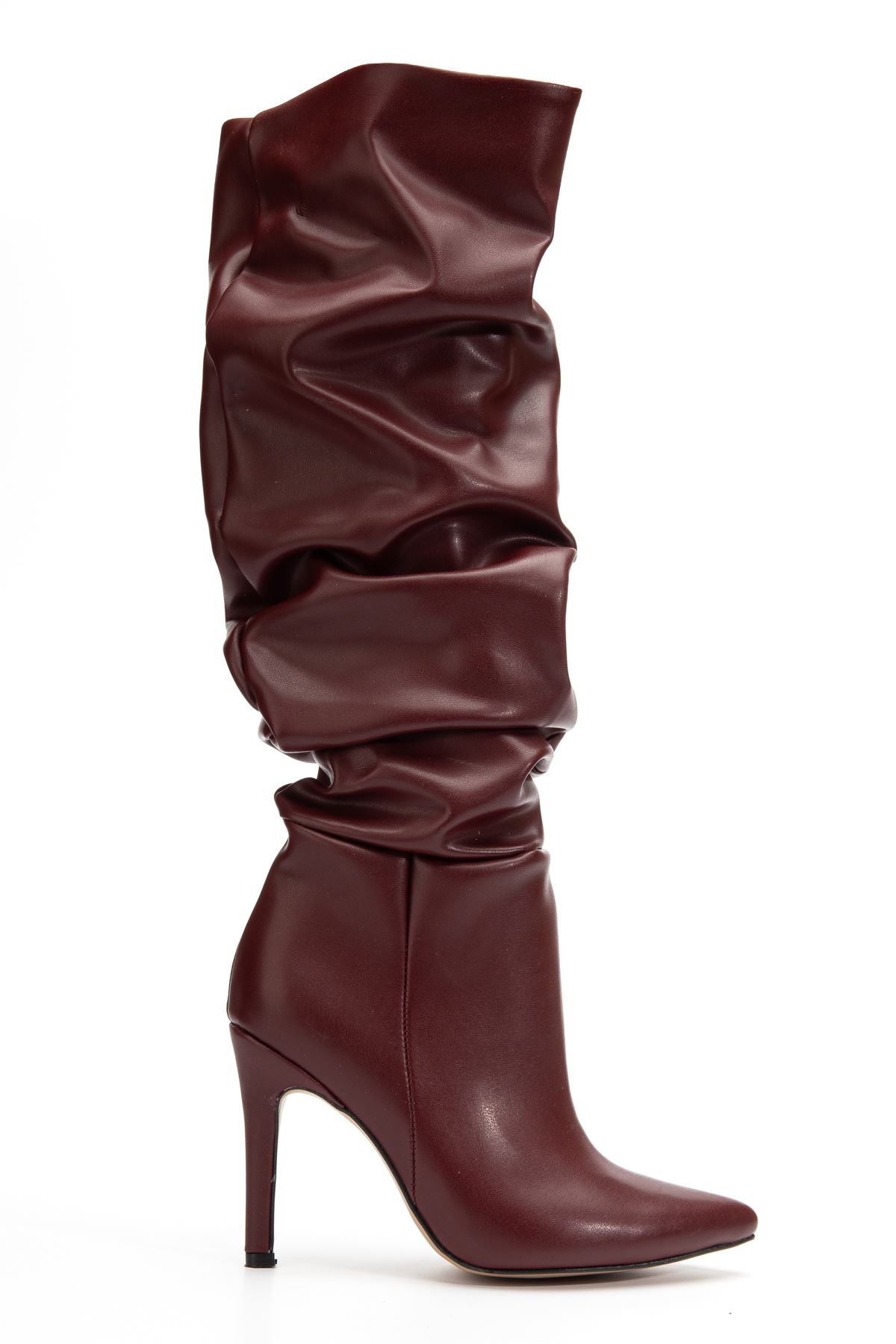 SYT-2003 Beige Suede Bellows Slim Heels Casual Women's Boots