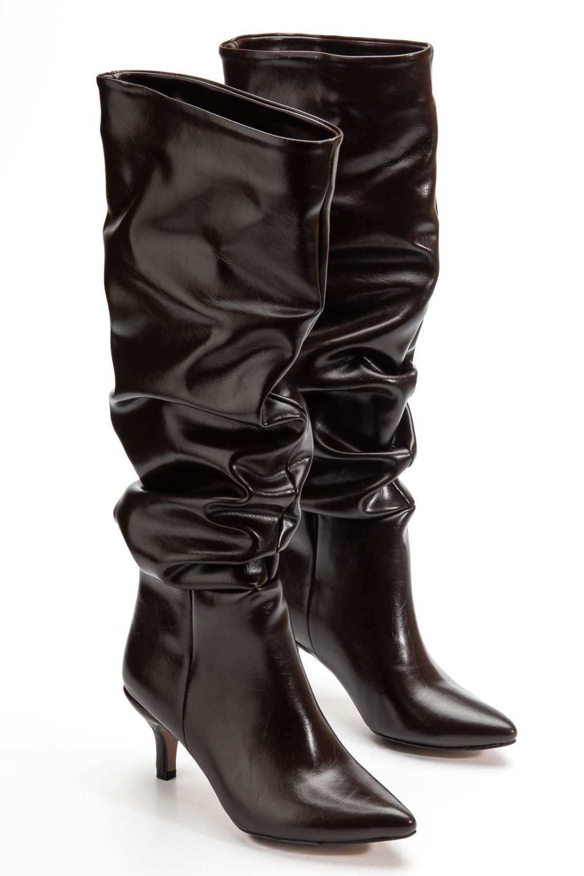 SR-2001 Brown Croco Stiletto Heels Casual Women's Boots