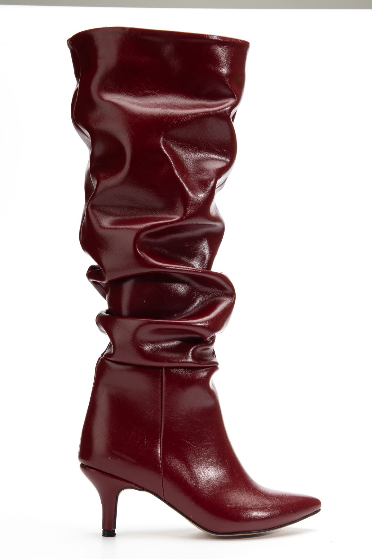 SR-2001 Burgundy Suede Stiletto Heeled Casual Women's Boots