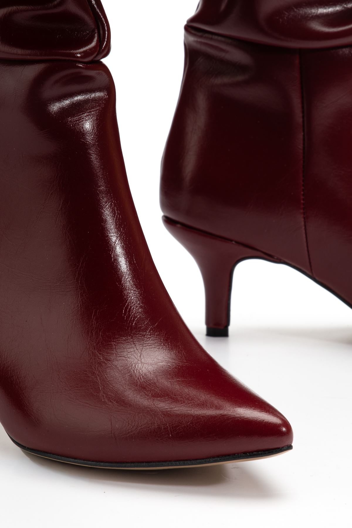 SR-2001 Burgundy Suede Stiletto Heeled Casual Women's Boots