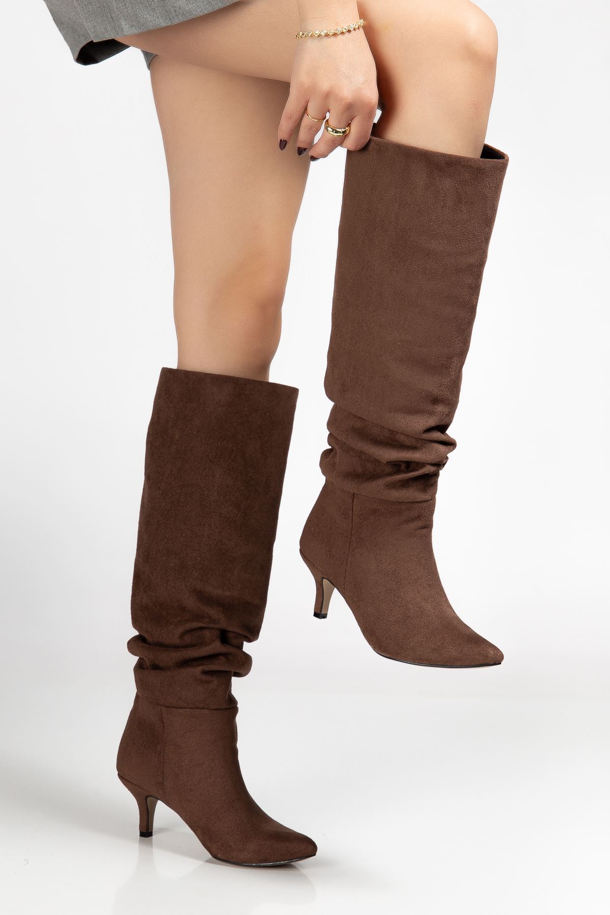 SR-2001 Brown Stiletto Heels Casual Women's Boots