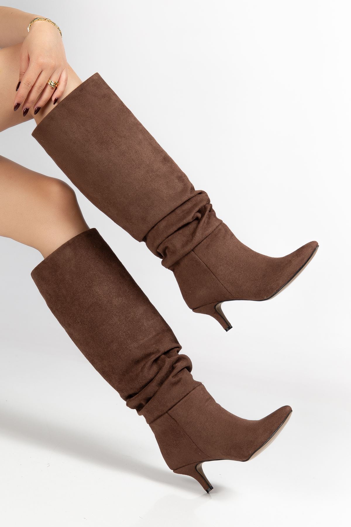 SR-2001 Brown Stiletto Heels Casual Women's Boots