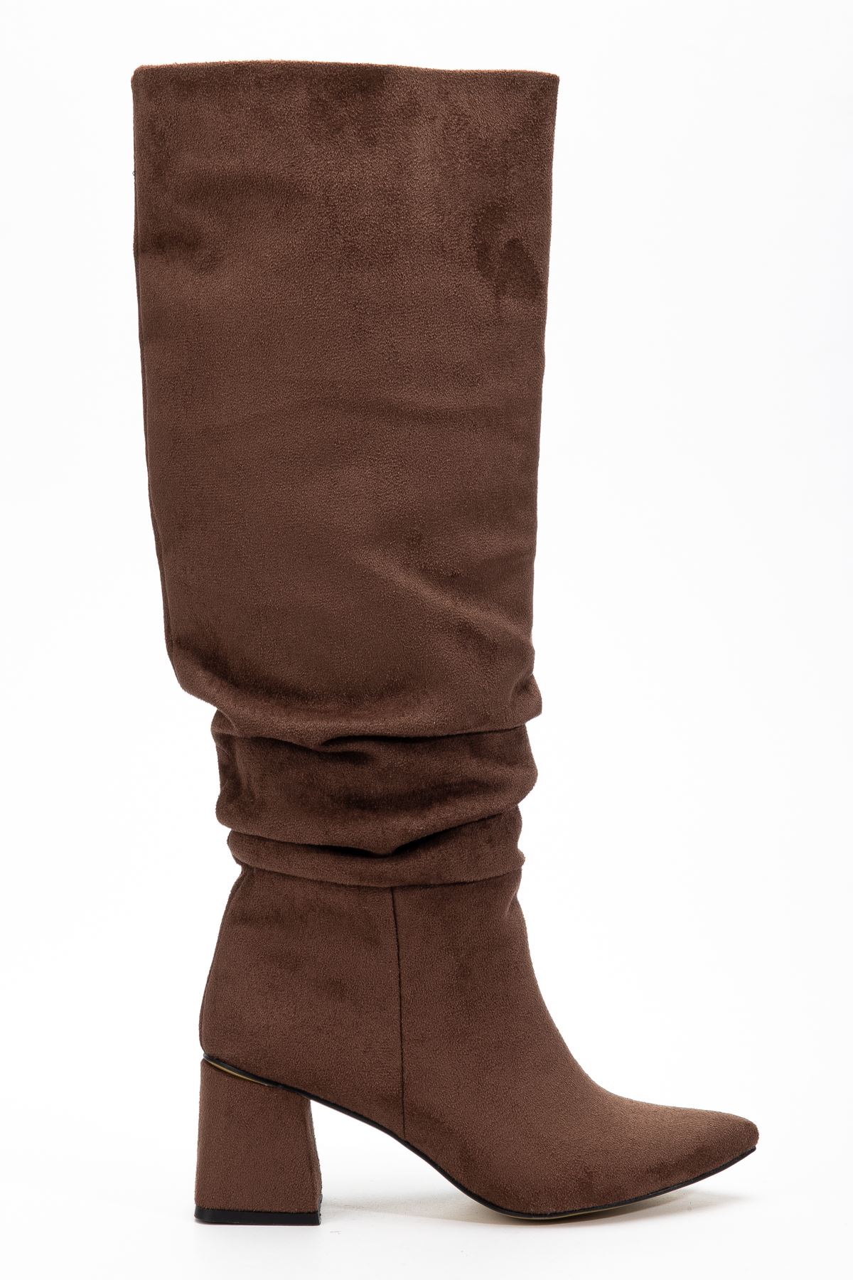 SYT-2002 Black Suede Bellows Thick Heels Casual Women's Boots