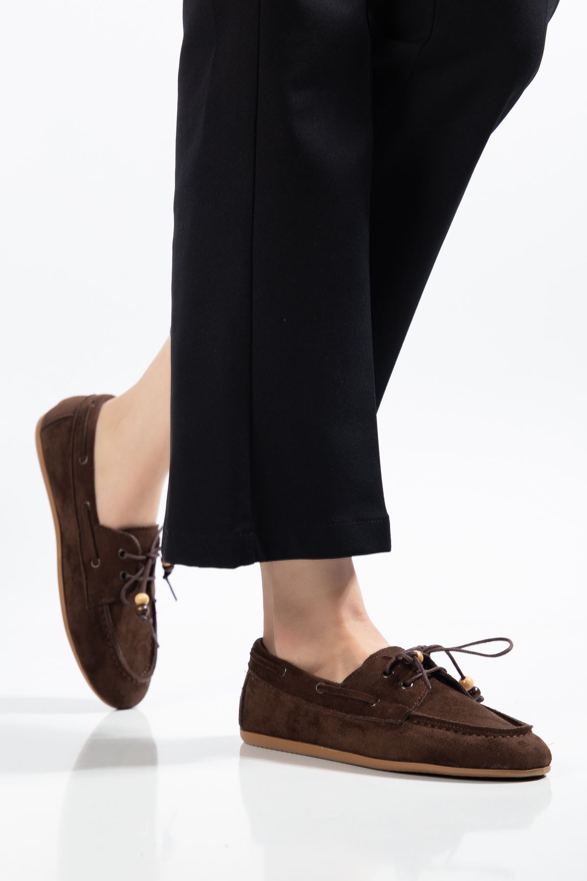 PS-100 Navy Blue Suede Tassel Casual Women's Ballet Flats