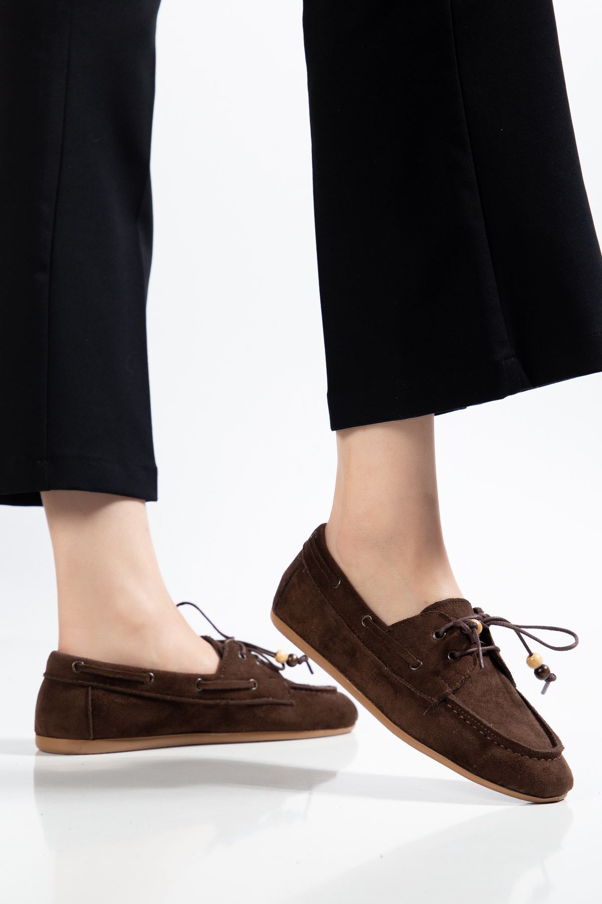 PS-100 Navy Blue Suede Tassel Casual Women's Ballet Flats