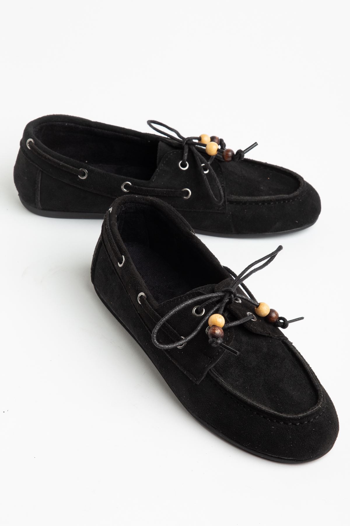 PS-100 Navy Blue Suede Tassel Casual Women's Ballet Flats