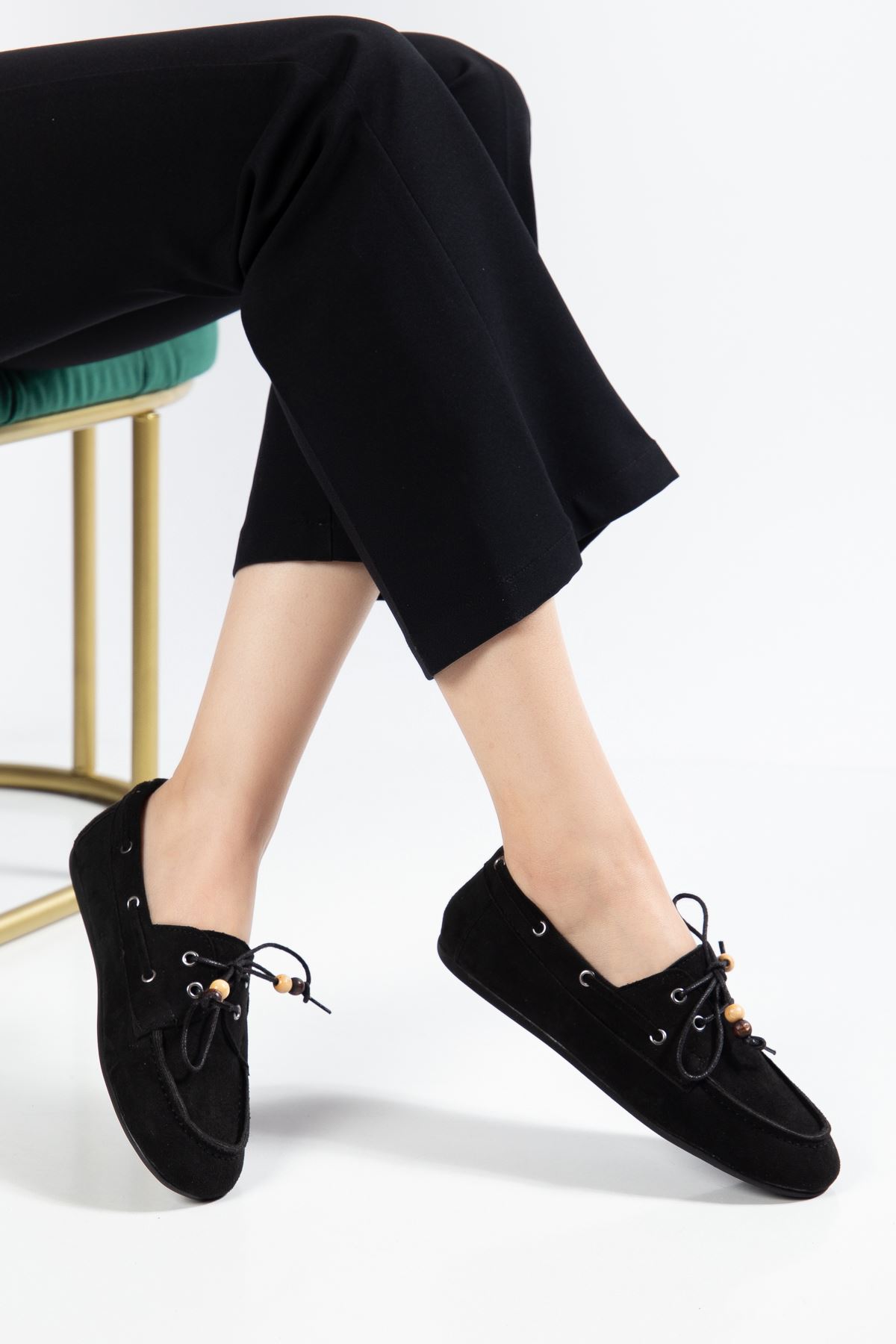 PS-100 Navy Blue Suede Tassel Casual Women's Ballet Flats