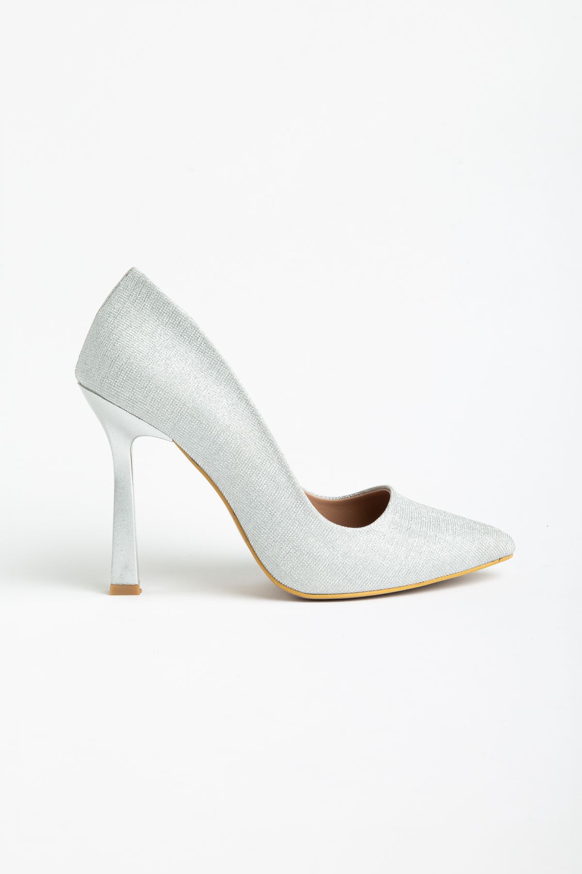 801 Gümüş Palermo Sivri Burunlu  Topuklu Kadın Ayakkabı 
