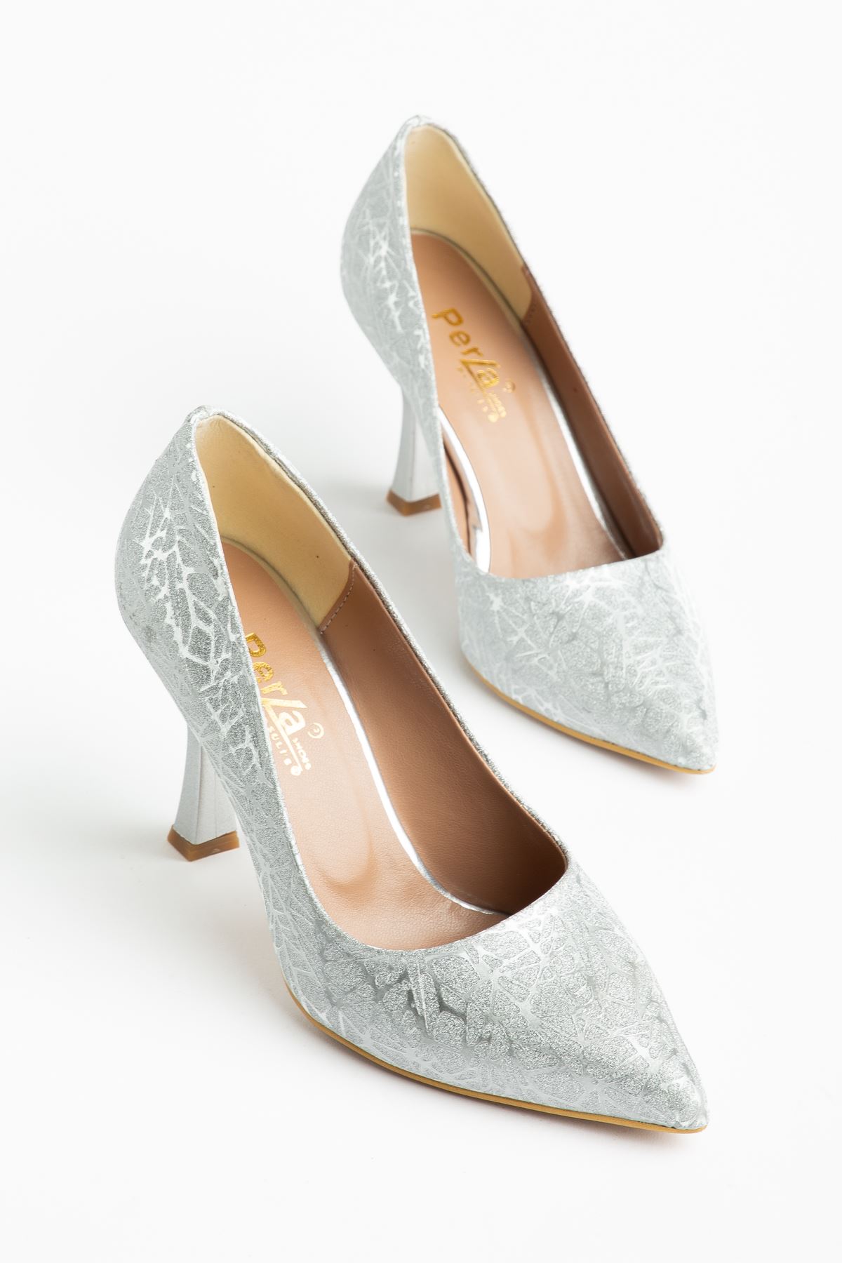 725 Gold Sequin Patterned Pointed-toe Heeled Women's Shoes