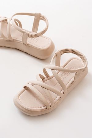 841-841 Beige Elasticated Women's Casual Sandals