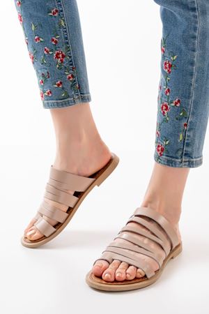 169-082 Nut Ortopedik Hakiki Deri Kadın Terlik