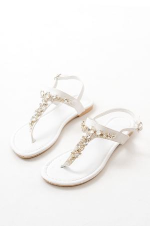 152-1110 White Silver Stone Flip Flops