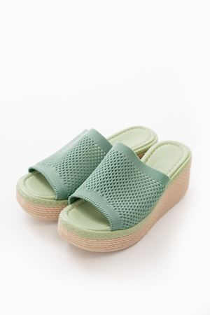 232-460 Mint Yeşili Triko Günlük Ortopedik Dolgu Topuk Kadın Terlik
