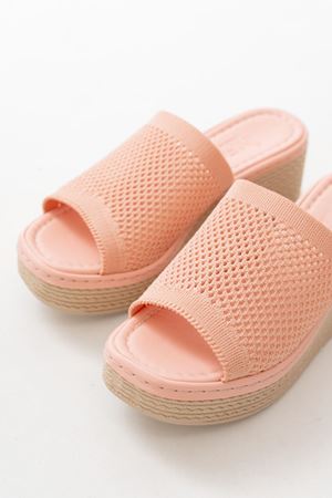 232-460 Pudra Triko Günlük Ortopedik Dolgu Topuk Kadın Terlik