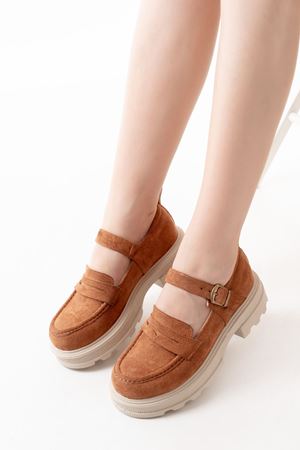 745-771 Tan Suede Женские Повседневные Туфли с Высокой Подошвой