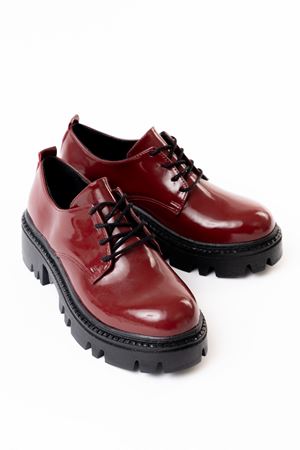 868-754 Бордовый лакированная кожа на шнуровке Повседневные лоферы с высокой подошвой