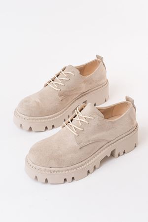 868-754 Beige Suede Повседневные туфли на шнуровке с высокой подошвой