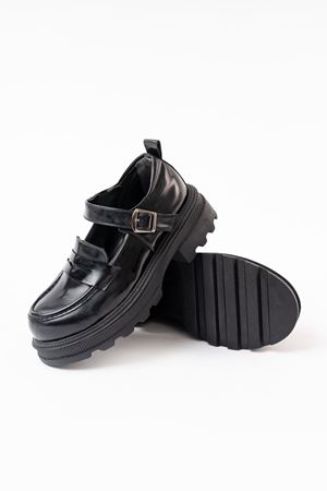 745-771 Черные лакированные кожаные повседневные туфли с высокой подошвой