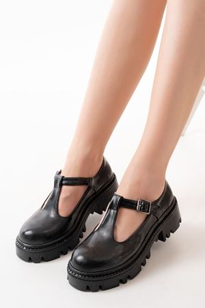 868-757 Черные лакированные кожаные повседневные туфли с высокой подошвой