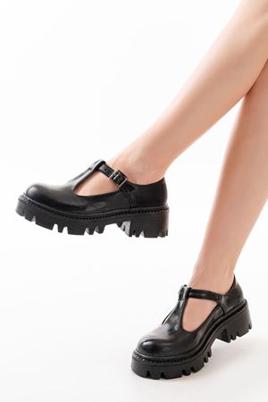 868-757 Черные лакированные кожаные повседневные туфли с высокой подошвой