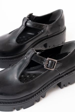 868-757 Черные лакированные кожаные повседневные туфли с высокой подошвой