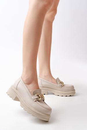 745-773 Бежевый повседневный лофер на высокой подошве