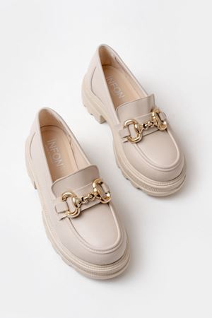 745-773 Бежевый повседневный лофер на высокой подошве