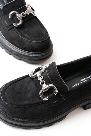 745-773 Черные Замшевые Повседневные Туфли Лоферы на Высокой Подошве