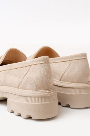 746-759 Beige Suede Повседневные Туфли с Высокой Подошвой Лоферы