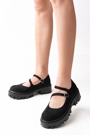 868-756 Черная замша Повседневная Обувь с Высокой Подошвой Лоферы