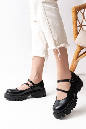 868-756 Черные лакированные кожаные повседневные туфли с высокой подошвой