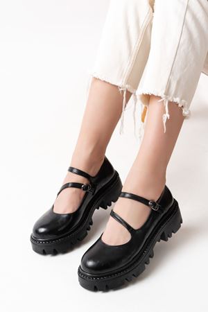 868-756 Черные лакированные кожаные повседневные туфли с высокой подошвой