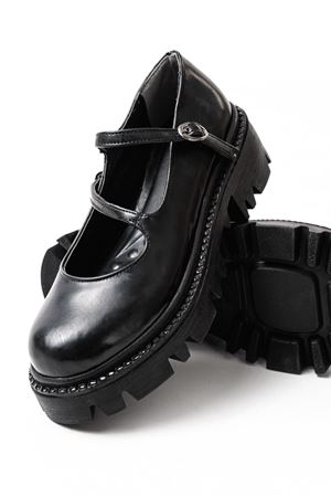 868-756 Черные лакированные кожаные повседневные туфли с высокой подошвой