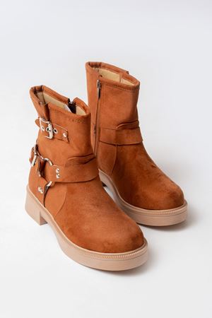 02-2013 Женские сапоги на молнии из замши цвета коричневого цвета