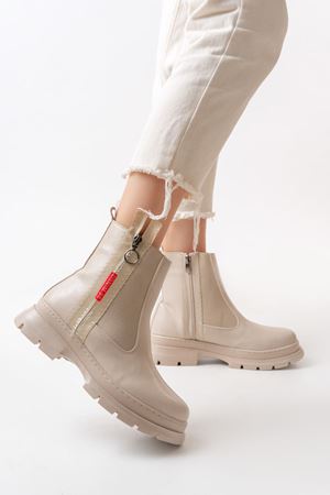 ASM-086 Бежевый модный аксессуар повседневные женские сапоги на молнии