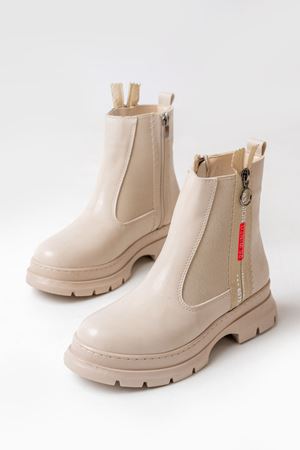 ASM-086 Бежевый модный аксессуар повседневные женские сапоги на молнии