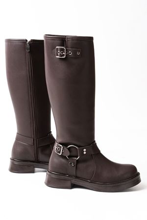 02-312 Сапоги повседневные женские на молнии с коричневой пряжкой