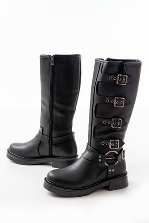 02-346 Черные ботинки на плоской подошве Повседневные женские сапоги