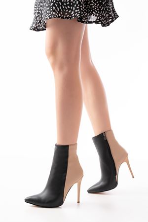 LS-216 Черные женские сапоги на высоком узком каблуке на молнии