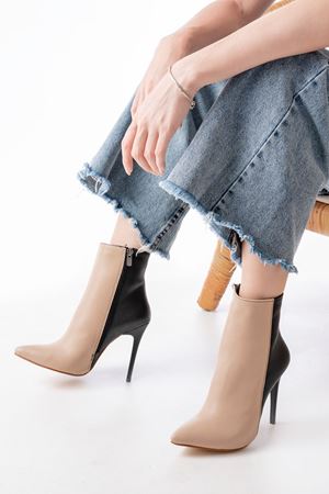 LS-216 Nut Женские сапоги на высоком тонком каблуке на молнии