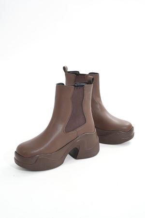 FZ-2400 Коричневые эластичные повседневные женские сапоги с высокой подошвой