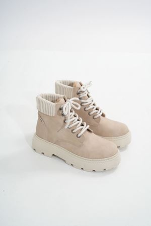 LMÇ-2045 бежевая замша на толстой подошве женские повседневные сапоги