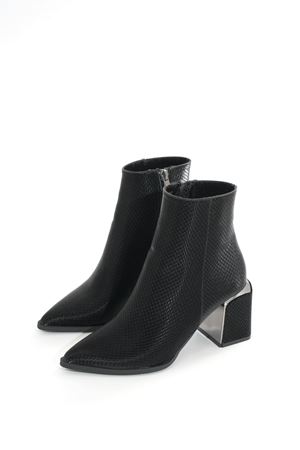 DNZ-409 Черные женские повседневные сапоги на молнии на каблуке