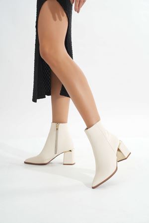 DNZ-409 Бежевая молния на каблуке женские повседневные сапоги