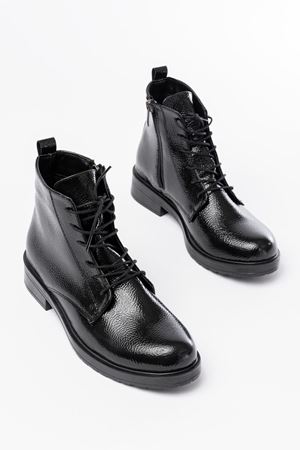 165-225 Черные женские сапоги на шнуровке на шнуровке