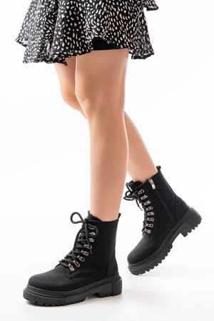 812-2121 Женские сапоги на молнии черный изумруд на шнуровке