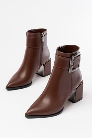 DNZ-400 Коричневая пряжка Аксессуары на каблуке женские сапоги на молнии